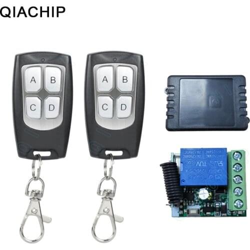 QIACHIP 433 Mhz Universal Wireless Remote Control Switch DC 12V 1CH Relay Receiver Module RF Transmitter Electronic Lock Control
