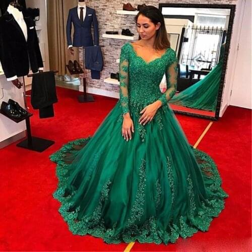 Evening Dresses Full Sleeves Illusions Prom Gown Beading abendkleider Dubai Woman Evening Dress Applique Tulle vestidos abiye