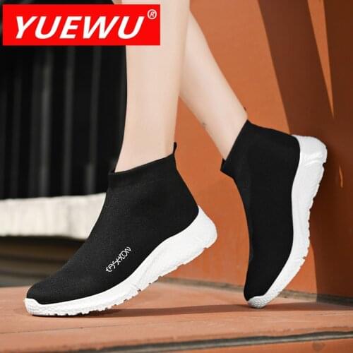 YUEWU Women Casual Shoes Women Fly Knitted Socks and Ventilation It’s Not Stuffy Shoes Large Size Super Light Women’s Shoes