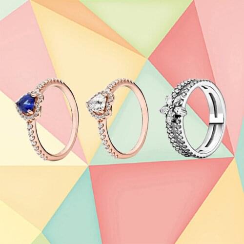 2020 Winter New High Quality 100% 925 Sterling Silver Original Shiny Heart-shaped Snowflake Ring For Women Fashion Jewelry Gifts