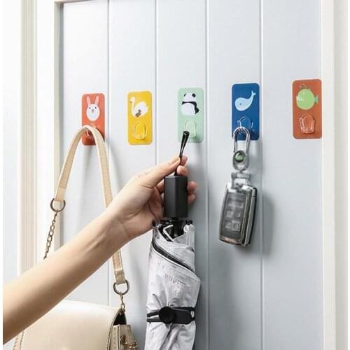 1PC Cute Wall Hook Free Punching Seamless Hooks Load-bearing Powerful Self Adhesive Wall Hanger Kitchen Bathroom Organizer
