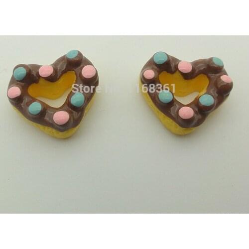 1pcs/lot resin flat back Simulated food brown love cookie cake17mm Jewelry Mobile Phone DIY Accessories B014-6