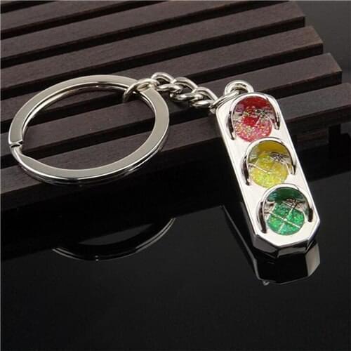 1pc New Mini Traffic Light Car Key Ring Chain Classic 3D Keyfob Keychain Gift