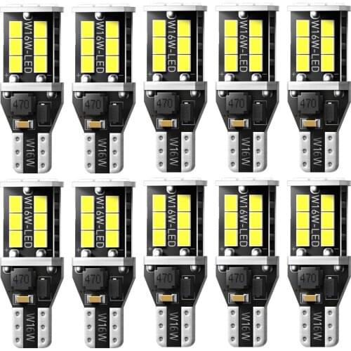 10PCS T15 W16W 912 921 Super Bright LED Car Tail Brake Bulbs Turn Signals Canbus Auto Bcakup Reverse Lamp Daytime Running Light
