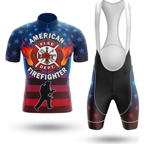 2021 American Firefighter Pro Cycling Jersey Set MTB Bicycle Clothes Sportswear Bike Clothing Maillot Ropa Ciclismo Cycling Set