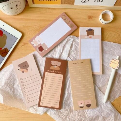 50 Sheets Cute Bear Memo Pad Cartoon Message Note Decorative Notepad Note Check To Do list Paper Stationery School Office Supply