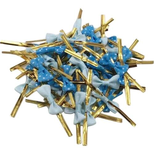 50 Pieces 12 Colors Metallic Twist Ties Ribbon Bowknots for Cake/Cookies/Biscuit/Lollipops Cello Bags Sealing