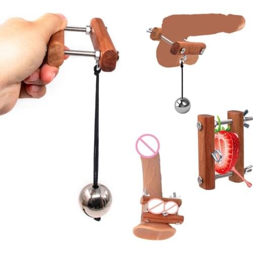 BDSM Wooden Ball Stretcher With Heavy Weight Pendant Sex Toys For Men Cock Scrotum Torture Scrotal Fixture Ball Snasher Sex Shop