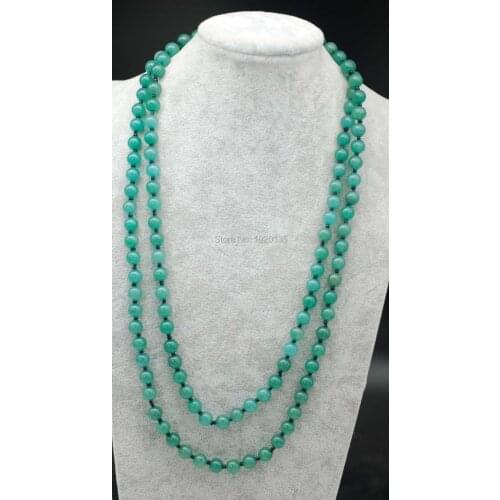 Green jade beads round 8mm 50inch gift discount LONG necklace wholesale beads FPPJ