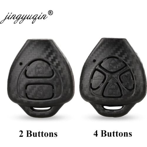 Jingyuqin For Toyota Camry Corolla Avalon Venza Hilux Vitz Rav4 Fob Case 2/4 Button Carbon Fiber Plastic Car Remote key Cover
