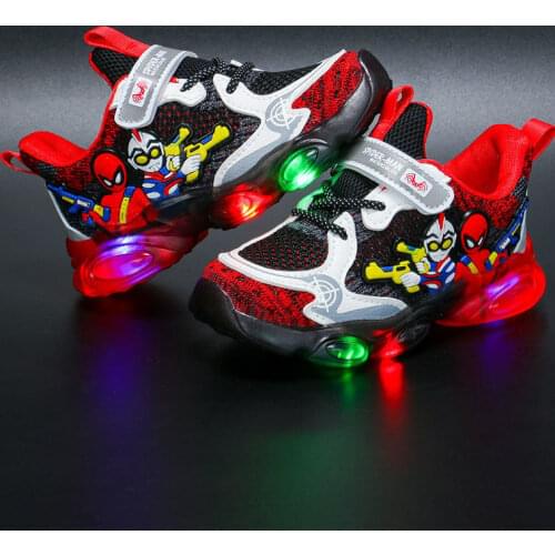 Childrens Cartoon Boy Girl Baby First Walker Casual Shoes Sneakers Non-slip Soft Bottom Light Up Shoes LED