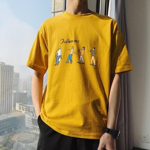 2021 Summer T-shirt For Men Short Sleeve Round Neck Cartoon Print Funny Tops Student Cute Fashion Japanese Style Cotton Man Tees