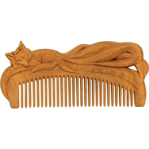 Hand-Carved Green Sandalwood Craft Comb for Hair Swan Massage Combs Vintage Hair Brush Styling Tools Gift