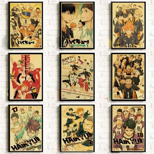 Haikyuu!! Vintage Poster Anime Manga HD Print Wall Poster Kraft Paper Prints Wall Art Sticker Picture Home Room Decor