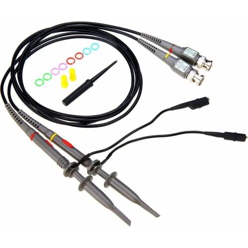 2pcs P6100 BNC Oscilloscope Probe kit 100MHz 1X 10X Mayitr High Precision Scope Analyzer Alligator Clip Probes Test Leads