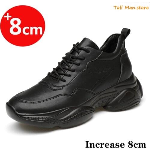 Men Sneakers Elevator Shoes Height Increase Shoes for Men Height Increase White Shoes Black Shoes 6-8 CM Plus Size Women 36-44