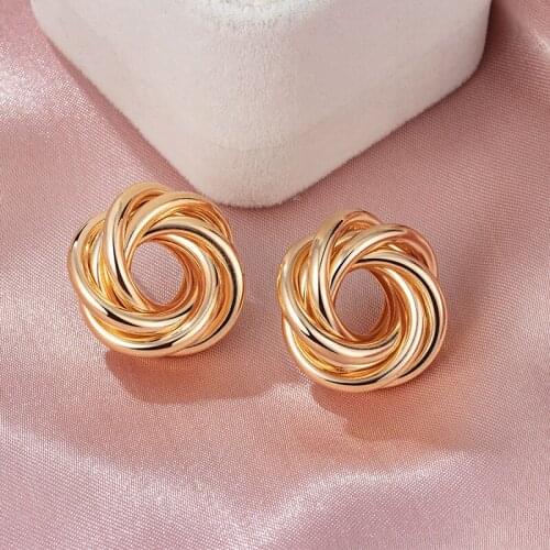 LOVR Fashion Earrings For Women Distortion Vintage Interweave Metal Twist Circle Geometric Round Hoop Retro Party Accessories