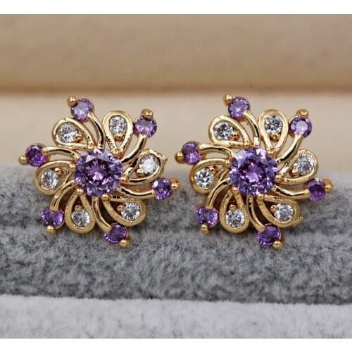 Trendy fashion Trendy Women Earrings Vocation Flower Earrings Multiple Color Stud Earrings Jewelry Gift accessories red zircon