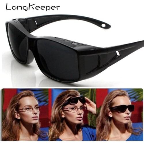 LongKeeper 2021 Polarized Windproof sand Sunglasses Men PC frame UV400 Women outdoor sports Sun Glasses Black glasses cover