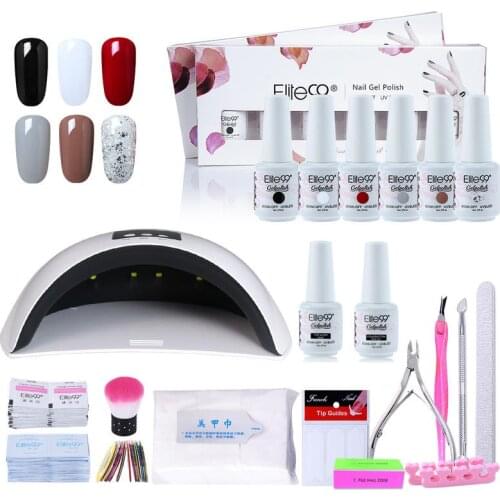 Elite99 Nail Gel Set With 36W UV LED Lamp Dryer Manicure Tools 6pcs Gel Nail Polish Top Base Coat For Nail Art SET & Kit