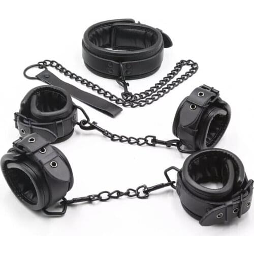 Genuine Leather Bondage Set Bdsm Collar Sex Handcuffs Ankle Cuffs Sex Toys Erotic Adult Games Bdsm Toys Goods Toys for Adults