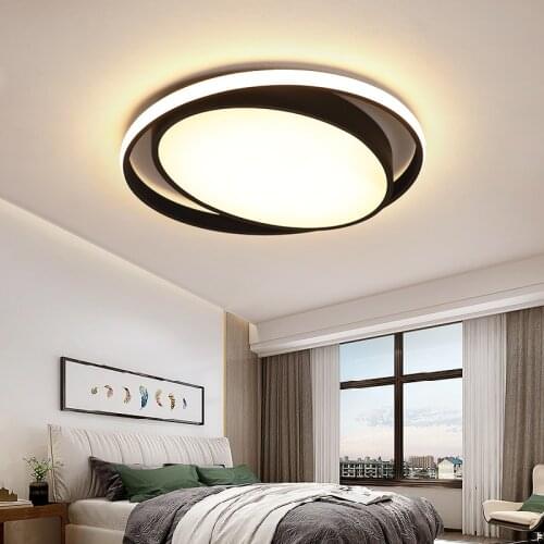 Surface Mounted White/Black Color Modern led ceiling lights for living room bedroom study room home Round Ceiling Lamp Fixtures