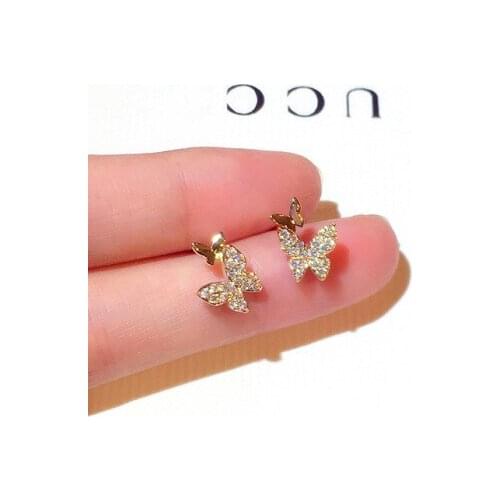 2021new Korea Fashionable Small and Cute Butterfly Earrings with AAA Zirconia for Women Engagement Birthday Gift for Women