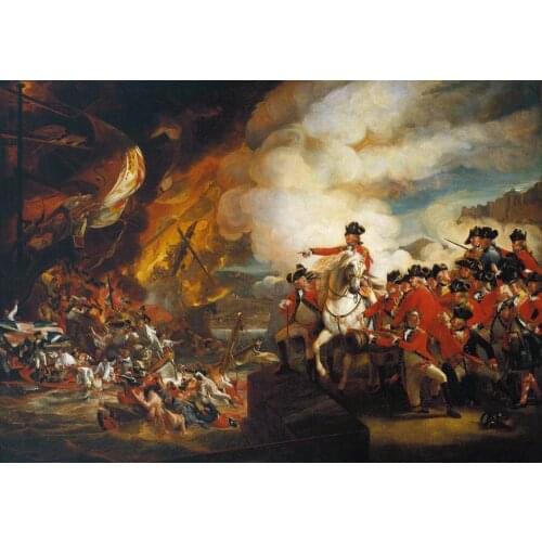 Wholesale oil painting # The Defeat of the Floating Batteries at Gibraltar print oil painting on canvas -Free shipping