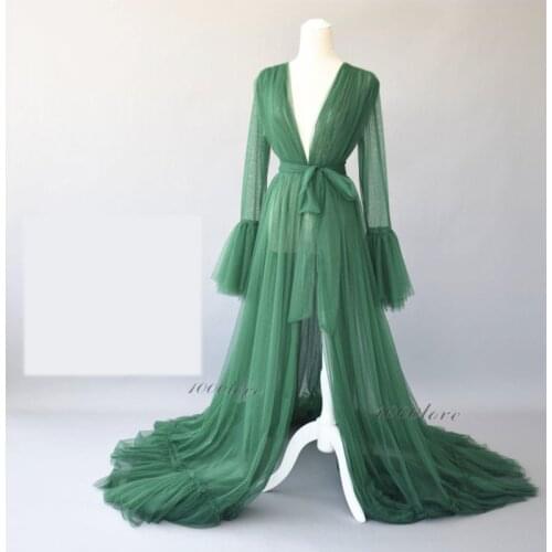 Real Image Maternity Dress for Photoshoot Ruffled Long Sleeve Pajamas Party Nightgowns Wedding Sleepwear Bathrobes Dress Kimono