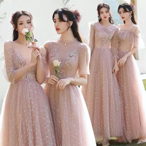 Bridesmaids Dress Illusion Boat-Neck Short Off The Shoulder Tulle Lace A-Line Appliques Embroidery Women Wedding Party Gown E567