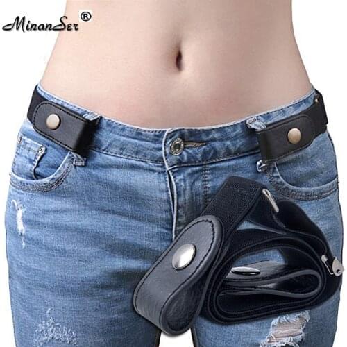 Buckle-Free Belt Jeans Elastic Womens Punk Style Buckle-free Belt Dress Comfortable Elastic Sports Trend Waist Pants Stretch