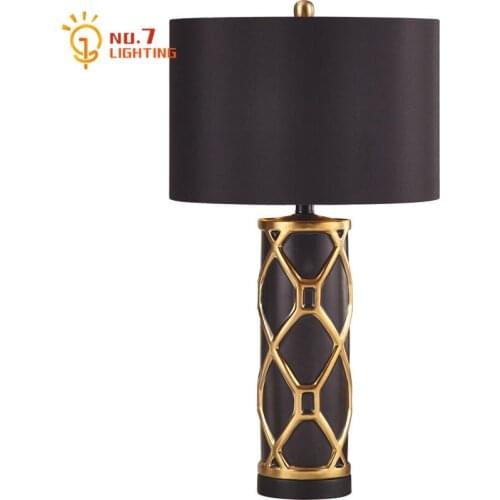 Nordic Luxury Ceramic Table Lamp Led E27 Gold Black Warm Simple Modern Desk Lights Living Room Bedroom Bedside Lamp Cabinet Cafe