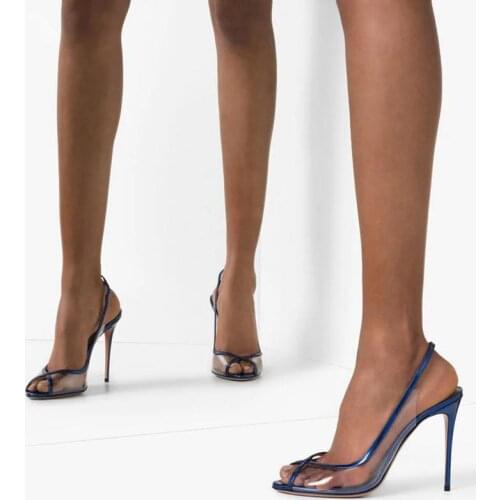 Unisex Men Women PVC Sandals Sexy Peep Toe Ankle Strap Stiletto Heel Sandals Navy Golden Pumps Size 41 42 43 44 45 US 10 12 13