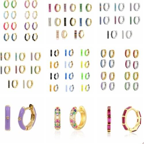 Aide 925 Sterling Silver Hoop Earrings For Women 2021 Trend Enamel Zircon Ear Buckle Jewelry Pendientes Bijoux Gift Aros Colore