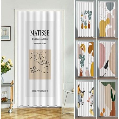 Door Curtain Fitting Room Hanging Curtains Kitchen Door Screen Printed Breathable Drapes Dust-proof Cabinet Curtains Home Decor