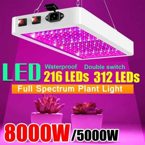 Full Spectrum with LED Grow Light Panel 8000W Pro Grow Lamps Hydroponic Hanging Kit for Indoor Plants AC85 to 265V