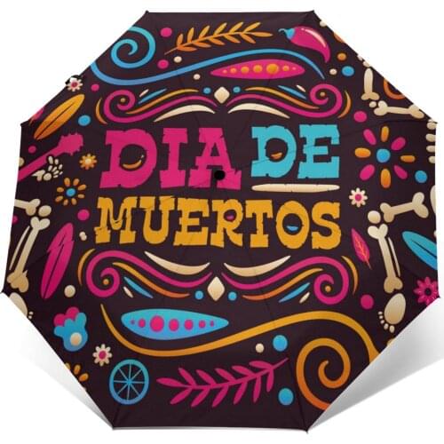 Wind Resistant Folding Automatic Umbrella Women Auto Dia De Muertos Windproof Umbrellas Rain For Men Parasol