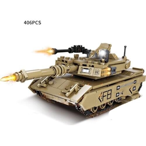 Military Series WWII M1A2 Main Battle Tank Soldier Figures Weapon Accessories Building Blocks Bricks Toys Gifts