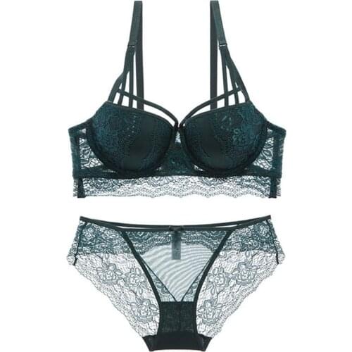 Womens sexy and charming lace gather-up, adjustable upper thin, lower thick comfortable breathable knot lace bra set WT089