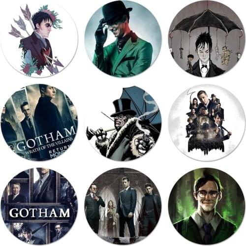 American TV Gotham Icons Pins Badge Decoration Brooches Metal Badges For Clothes Backpack Decoration 58mm