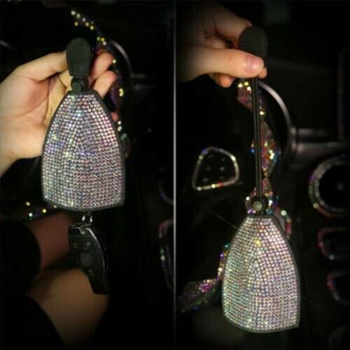 1pcs Lxury Bling Universal Crystal Diamond Leather Car Key Bag Holder Shell Case Cover For Benz BMW Audi