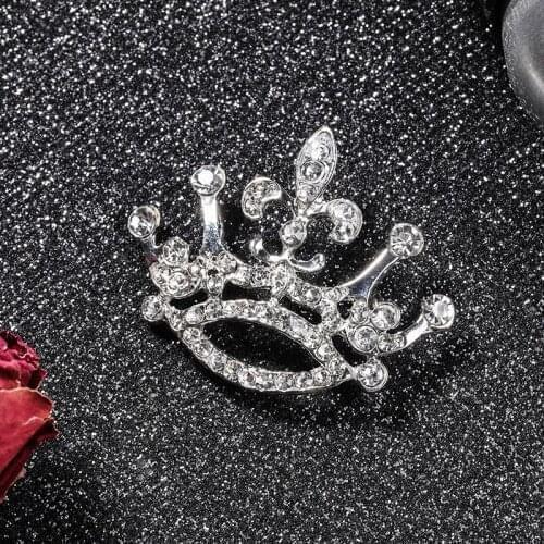 1PCS Fashion Color Crystal Brooch Luxury Retro Gold Crown Brooch For Female Zircon Mosaic Rhinestone Brooch Pin