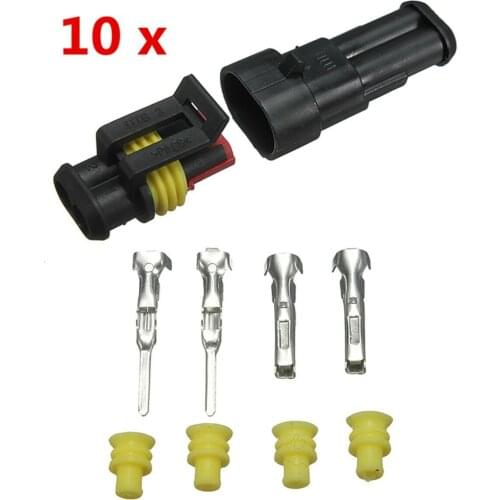 10 Kits 2Pin Way Sealed Waterproof Electrical Wire Connector Plug Set Car Part Accessories
