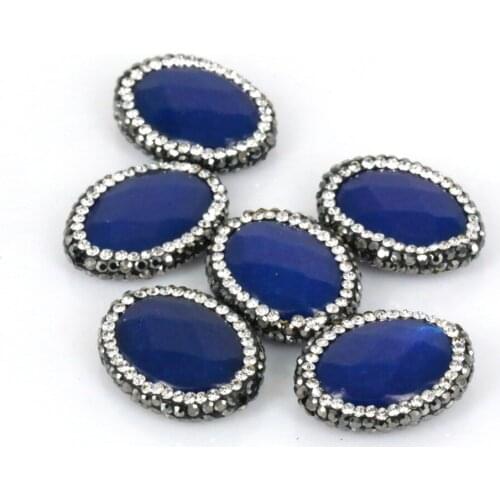 10PCS /LOT 18x25mm Semi-Precious Stone Egg Wrapped Pave Settings Crystal Beads Druzy Stone Earrings Findings Connect to Dangle