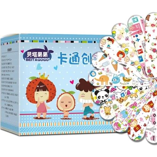 120Pcs Childrens Adhesive Bandages for Kids Protection Cute Lovely Cartoon Print Waterproof Breathable Band Aid Assorted