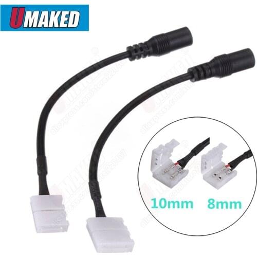 15cm DC female to no solder connector, 8mm 10mm DC connector for 3528 5050 RGB strip light, strip connector