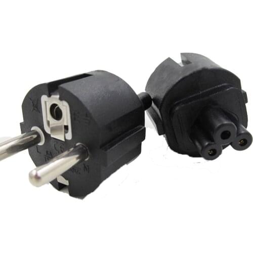 5PCS Wireless EU Mains Power Cable Plug Adapter EU PLug To IEC320 C5 Clover Leaf Adapter Plug For Laptop Charger