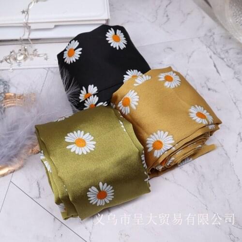 5 yards Daisy Printed Bobbin Shiny Satin Ribbon for DIY Hairwear Bowknot Hat Clothing Sewing Decoration Accessories