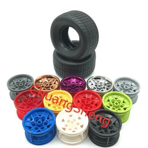 Technology automobile building block 18450 + 56908 wheel tyre 81.6x44mm DIY assembly educational toys MOC compatible with ev3