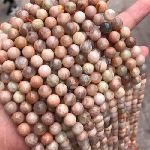 Natural Sunstone Stone Beads 4/6/8/10/12mm Round Loose Sun Stone Beads For Jewelry Making Orange Moonlight Bead Strand 15